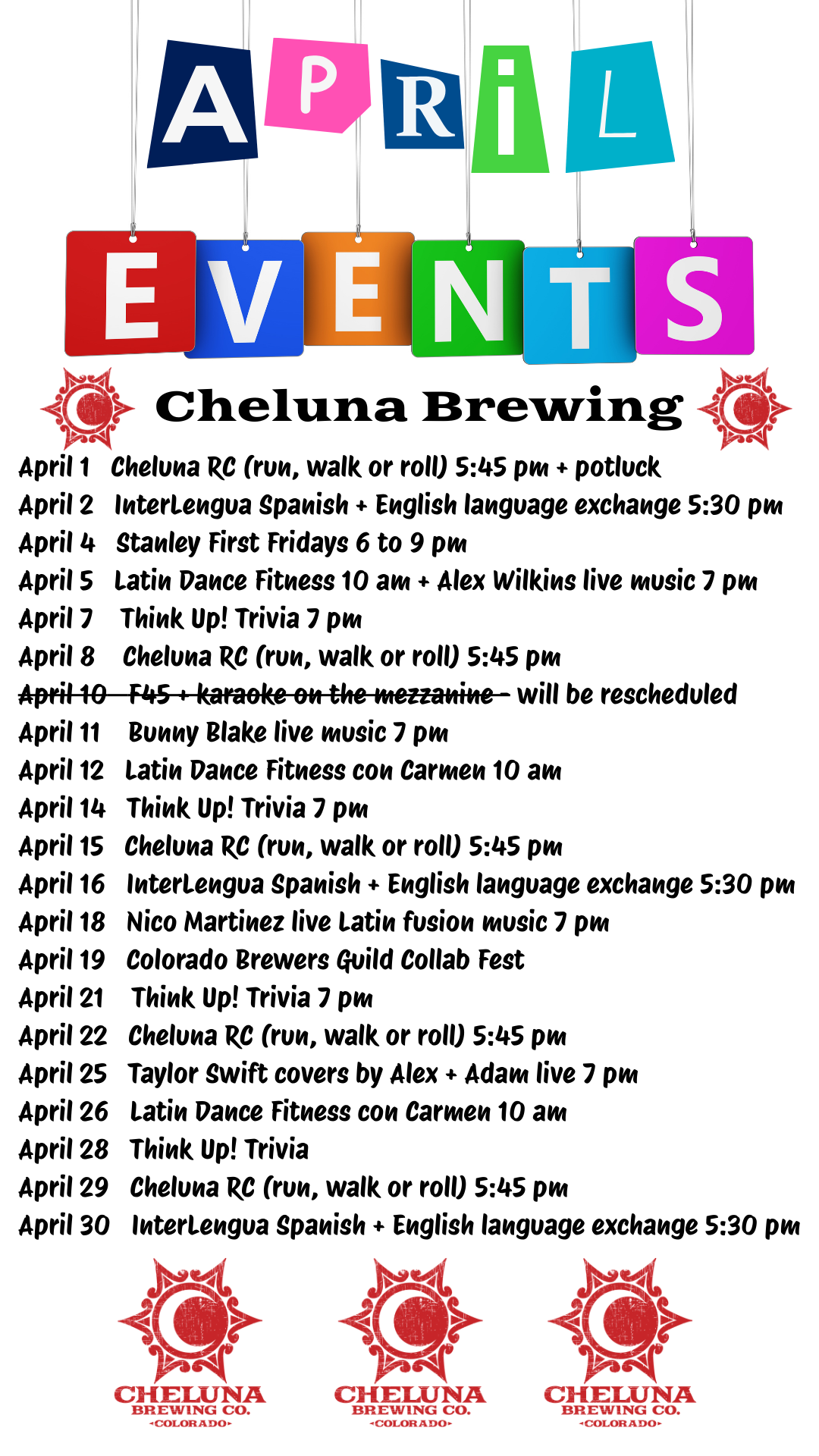 revised April 2025 event calendar