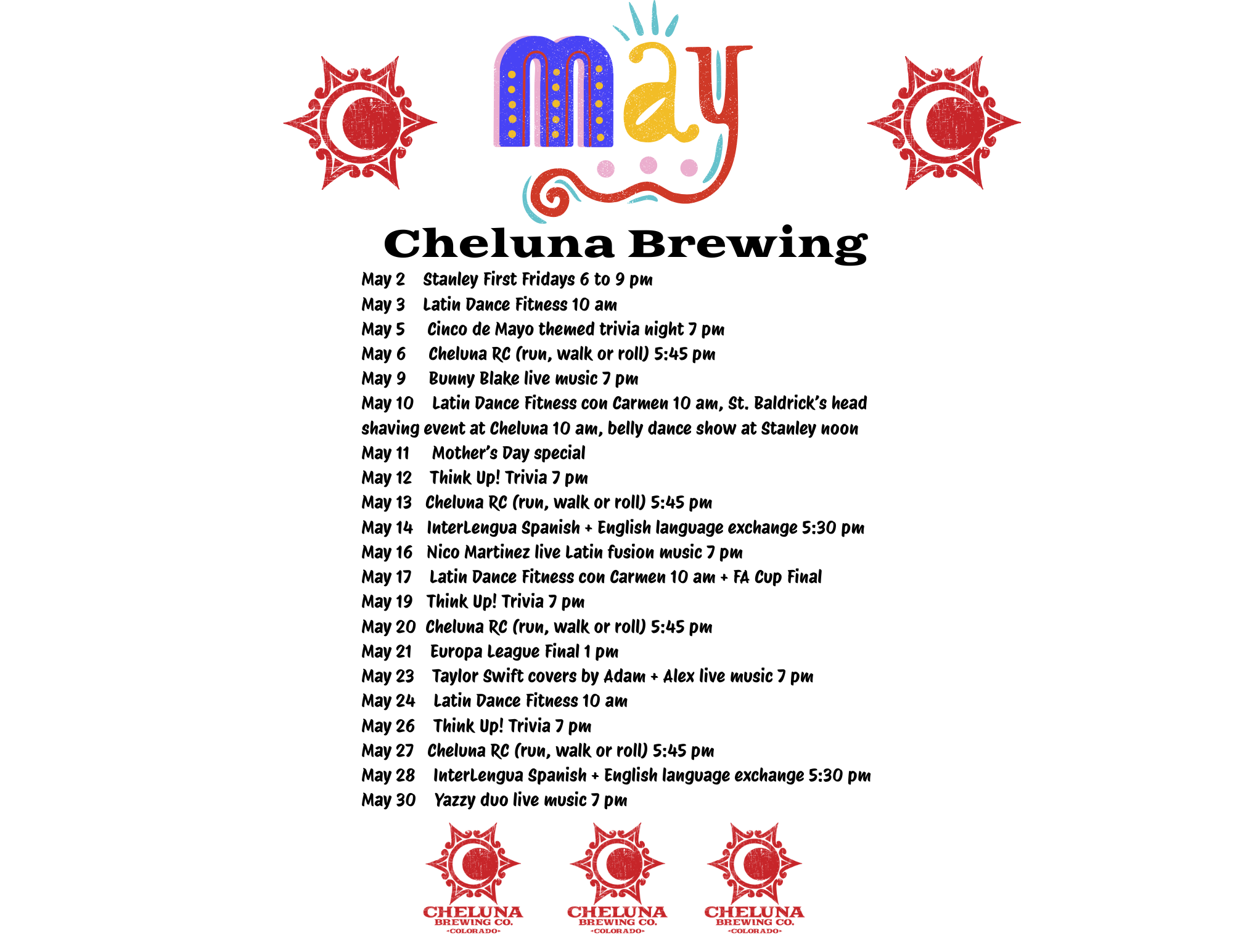 monthly events list